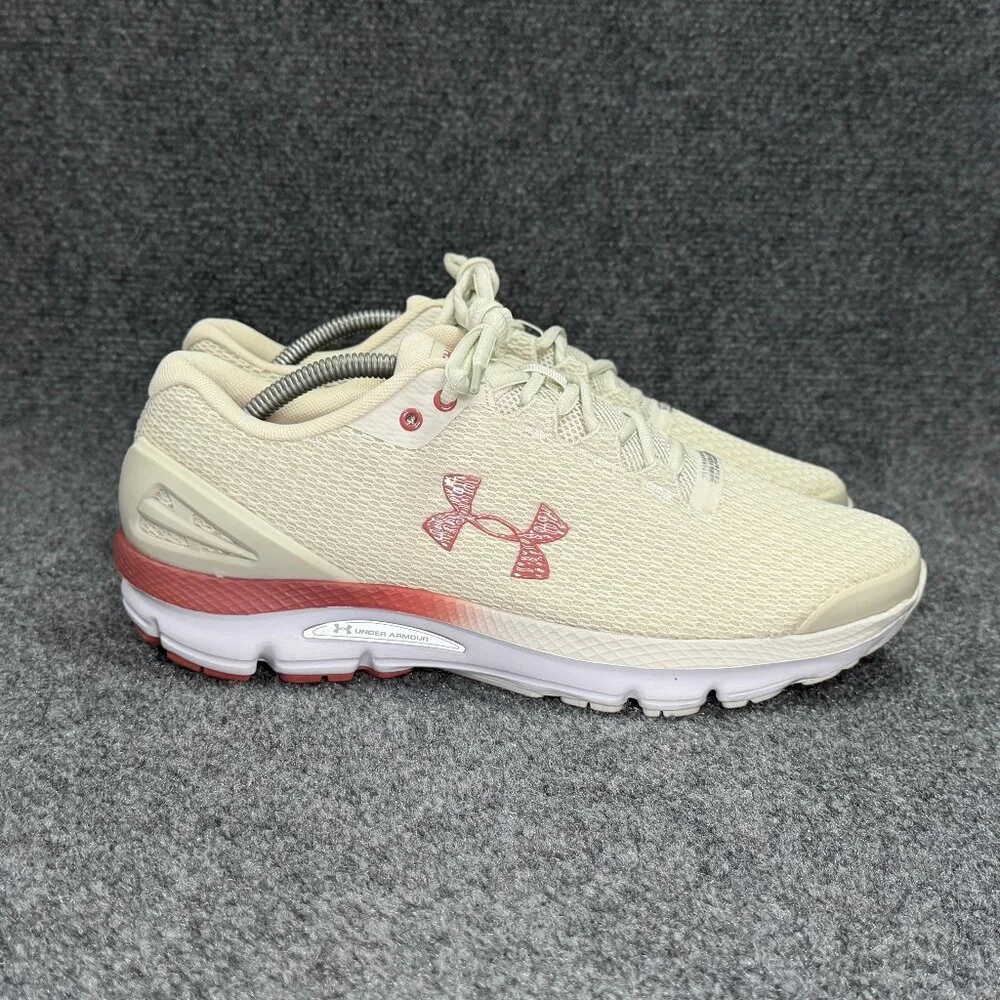 Under Armour Charged Gemini Running Shoes Mens 10 Off White Cinnamon Red Sneaker